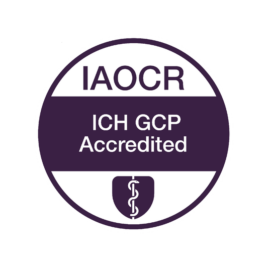 IAOCR ICH GCP Accredited logo on a white background